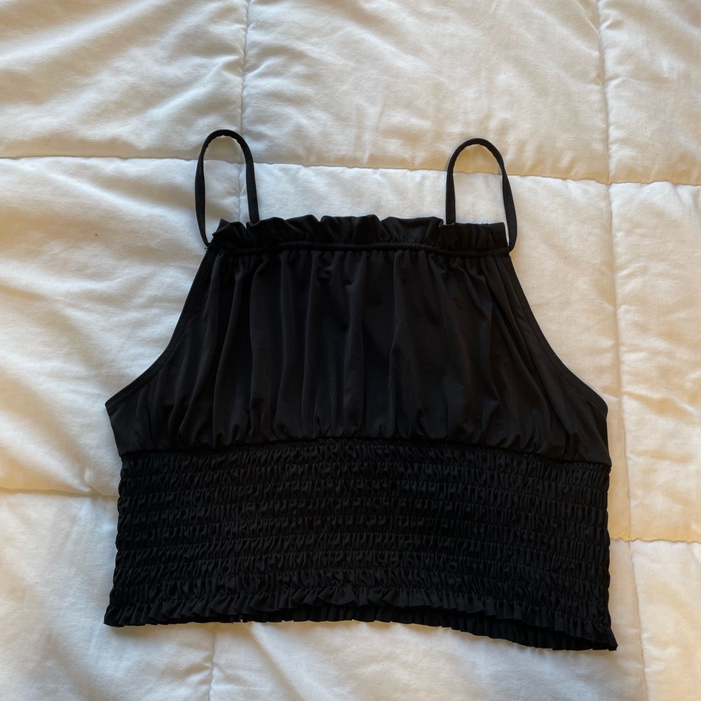 Black satin top
